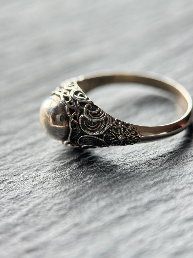 Wave Orb silver ring