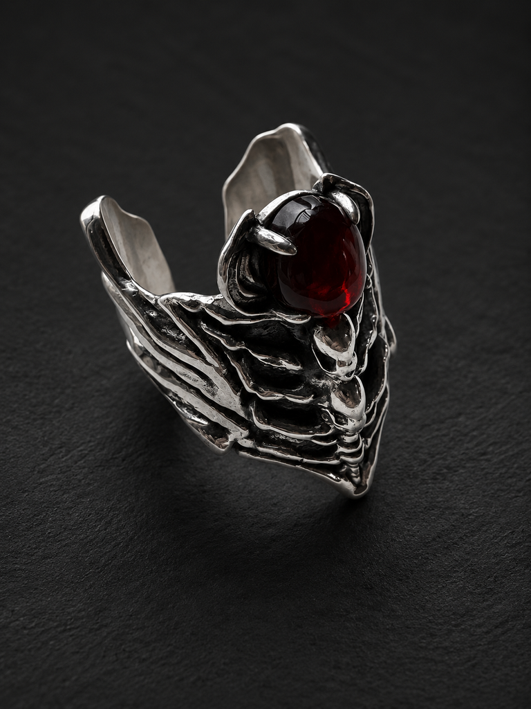 Demon Skull Garnet ring