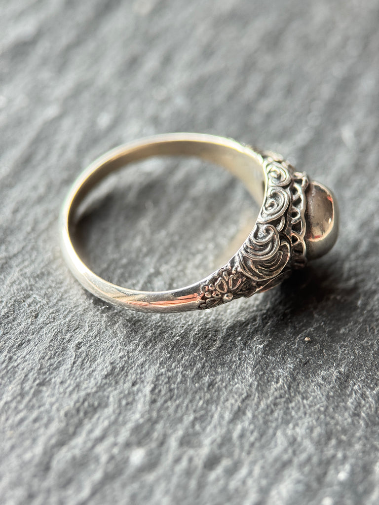 Wave Orb silver ring