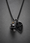 925 Silver Mummy Skull Pendant with 18k Rose Gold bead and Silver Chain