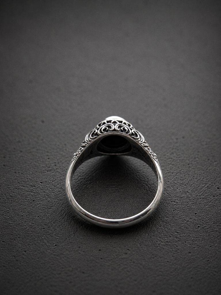 Wave Orb silver ring