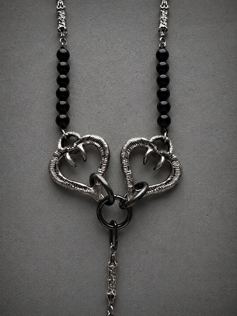 Black Tiger eye Snake heart necklace