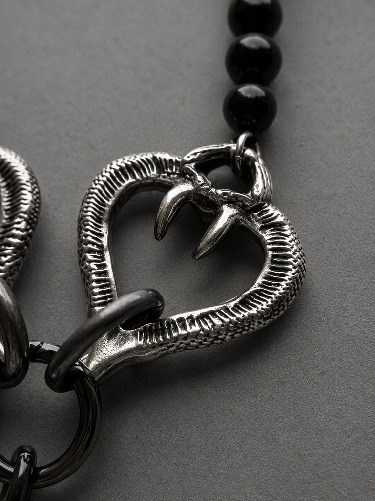 Black Tiger eye Snake heart necklace