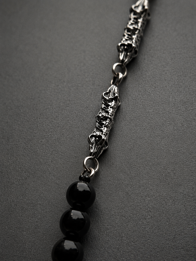 Black Tiger eye Snake heart necklace
