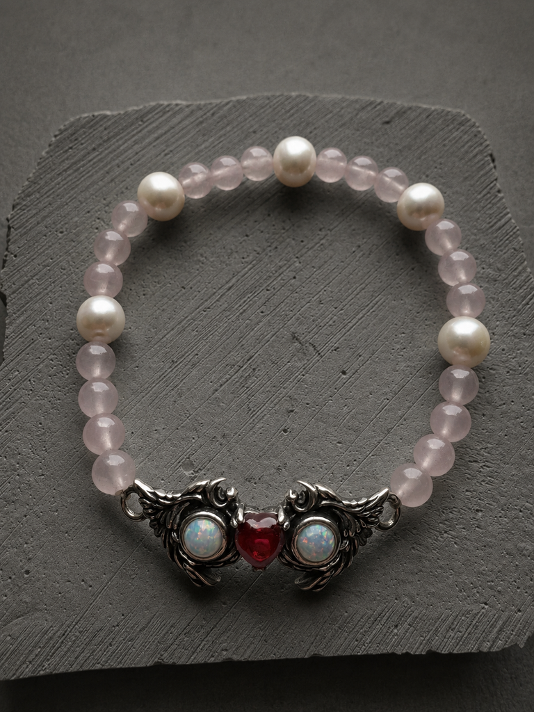 Wing heart beads bracelet