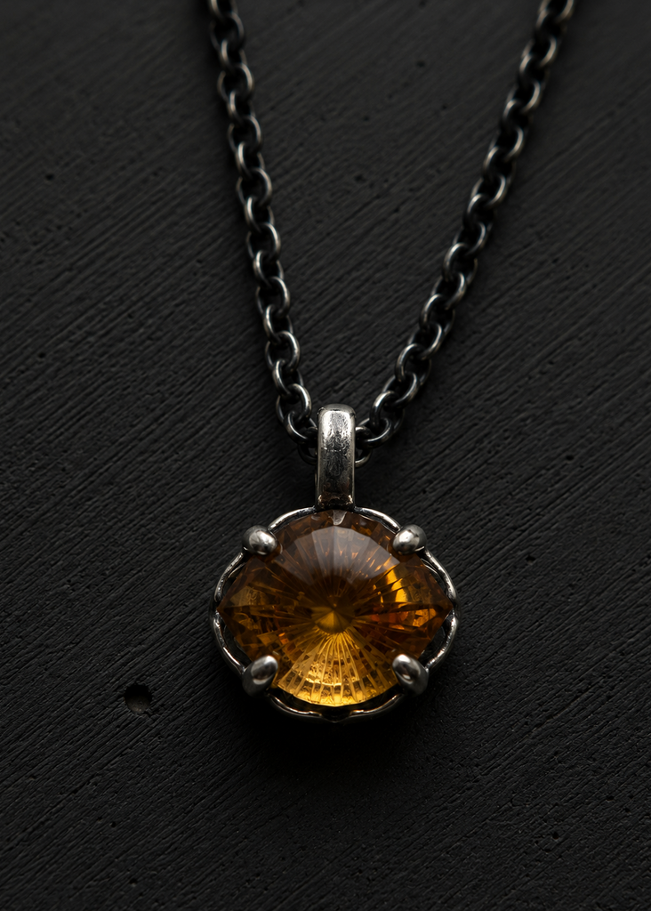 Fancy Cut eye shape Citrine Pendant