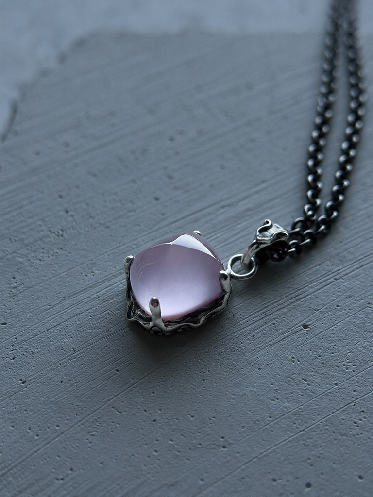 Pink Quartz with Mother Pearl Candy Tower Pendant
