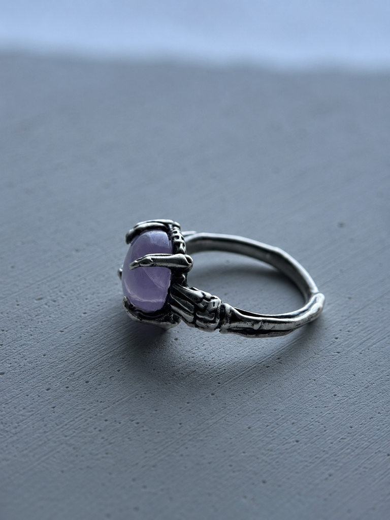 925 silver Kunzite claw ring