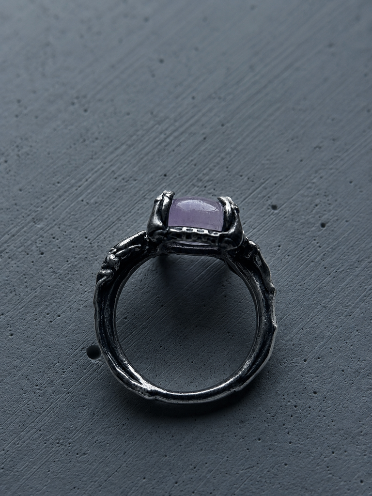 925 silver Kunzite claw ring