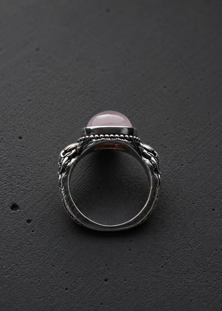 Pink Quartz with Mother Pearl Gigger Ring