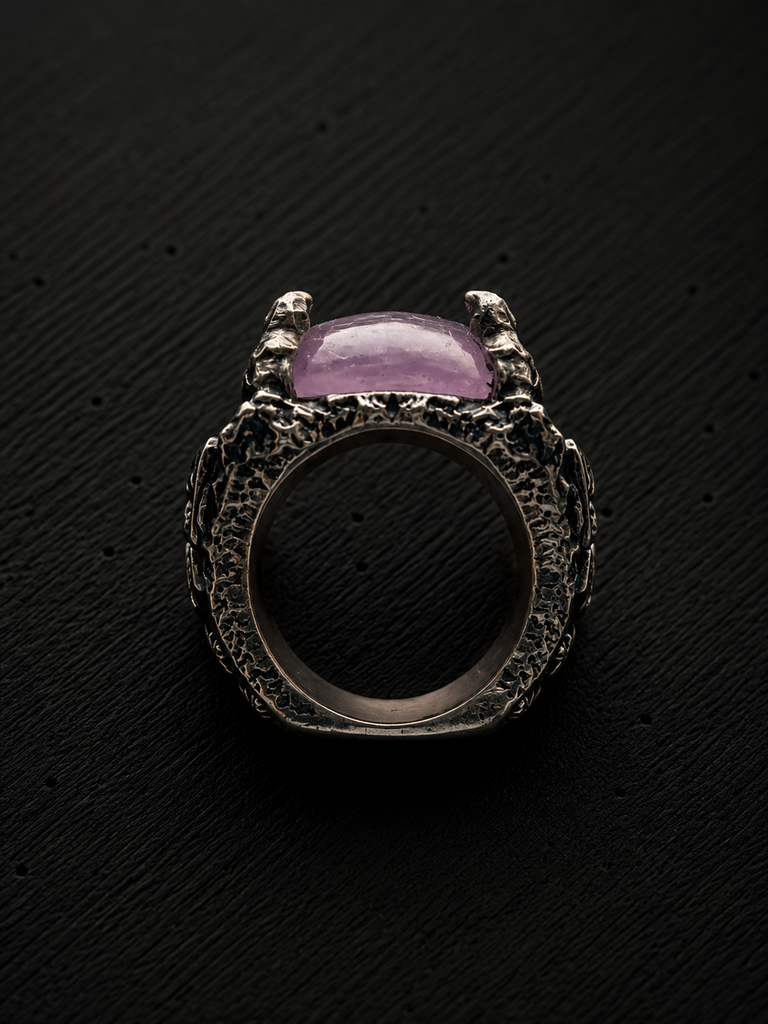 Nightmare moth kunzite/Crystal ring