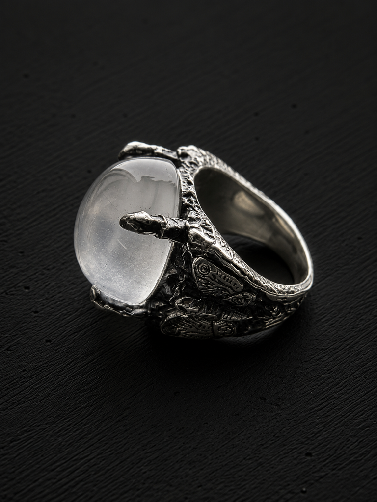 Nightmare moth kunzite/Crystal ring