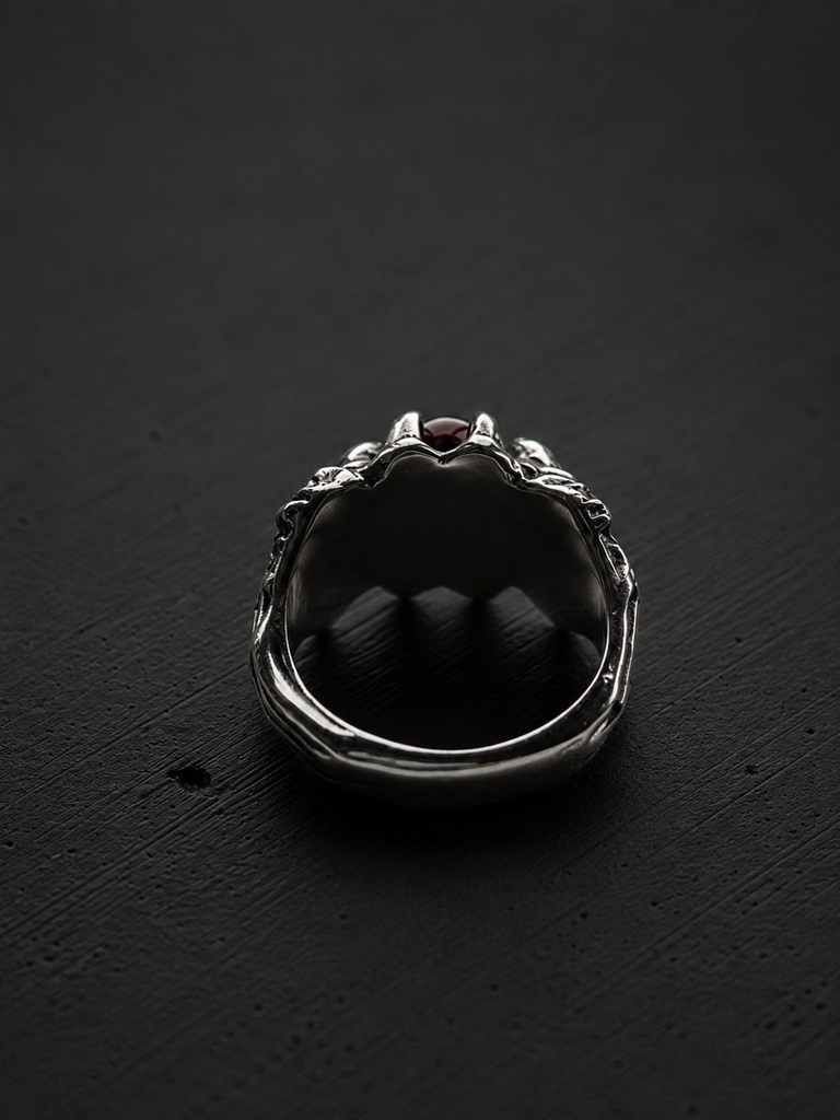 Demon Skull Garnet Ring