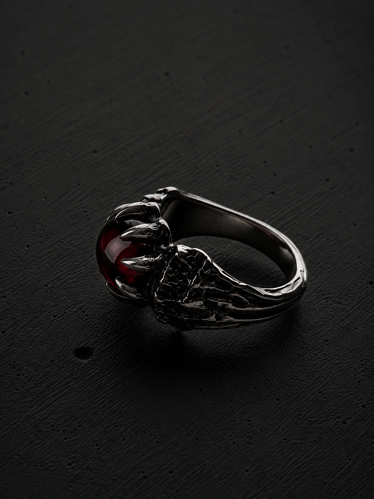 Demon Skull Garnet Ring