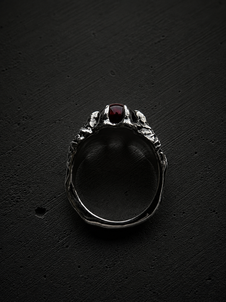 Demon Skull Garnet Ring