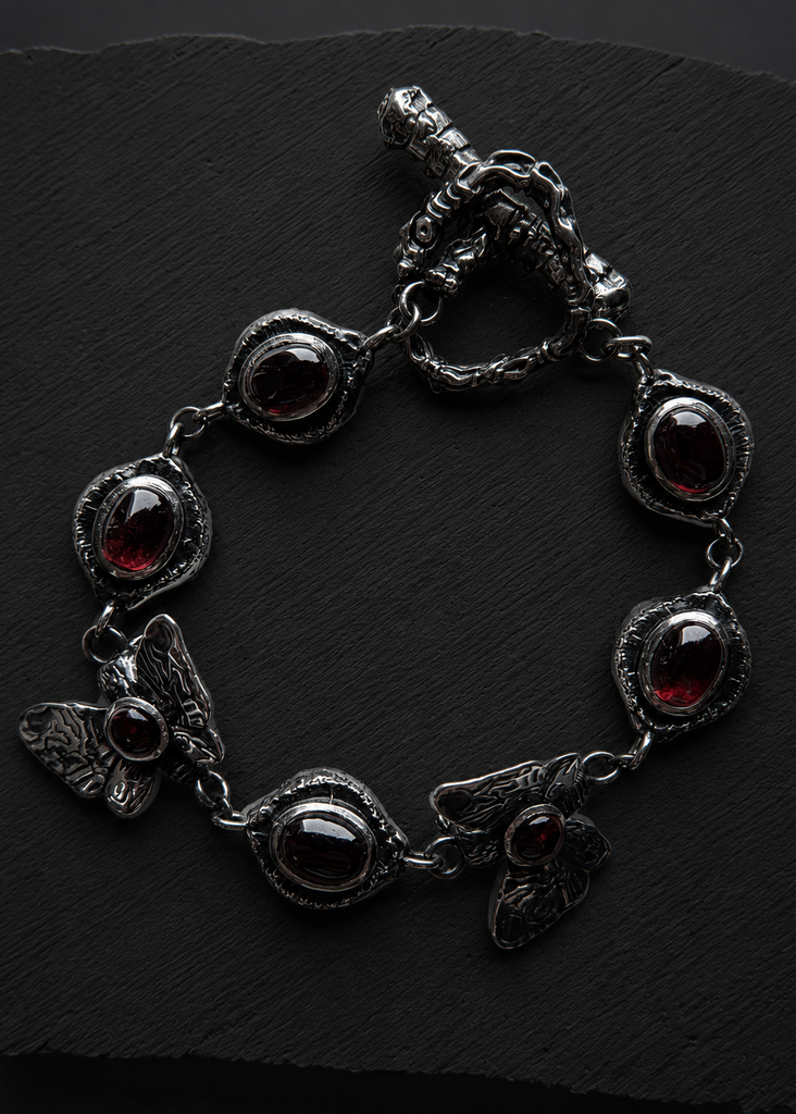 Garnet death moth Bracelet
