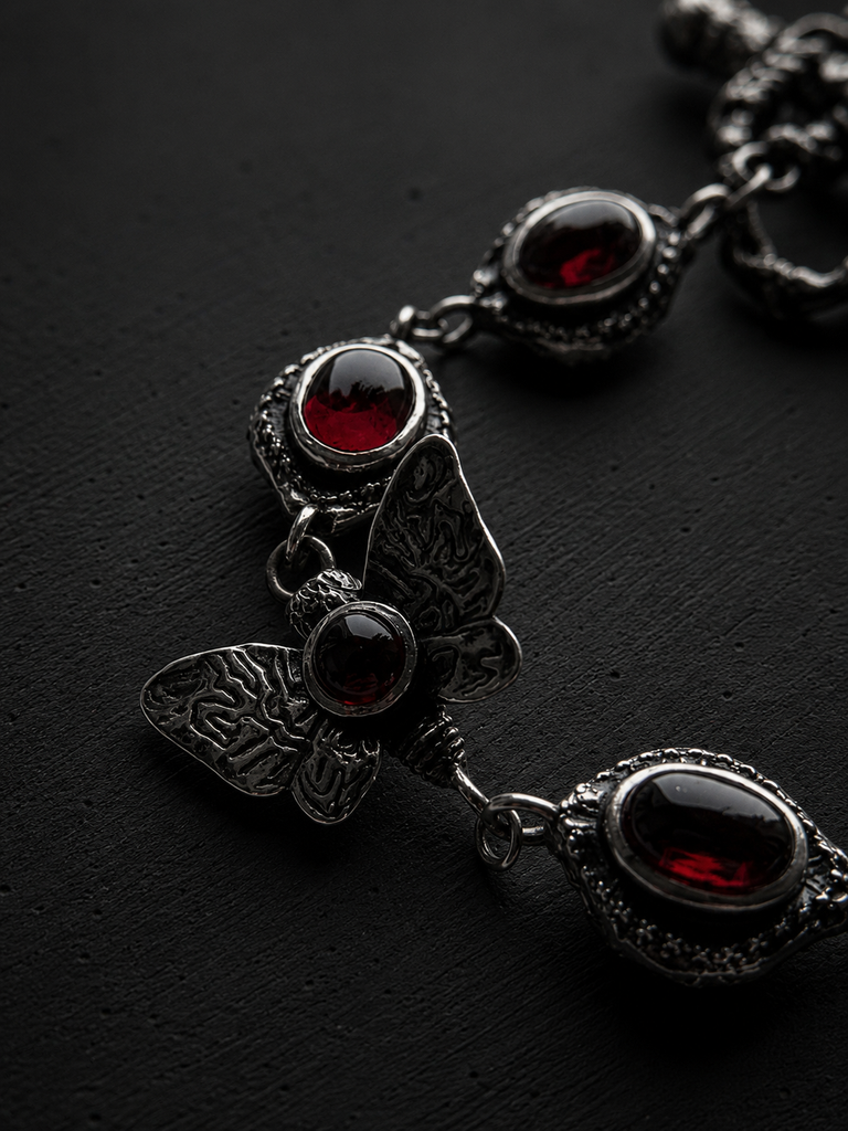 Garnet death moth Bracelet