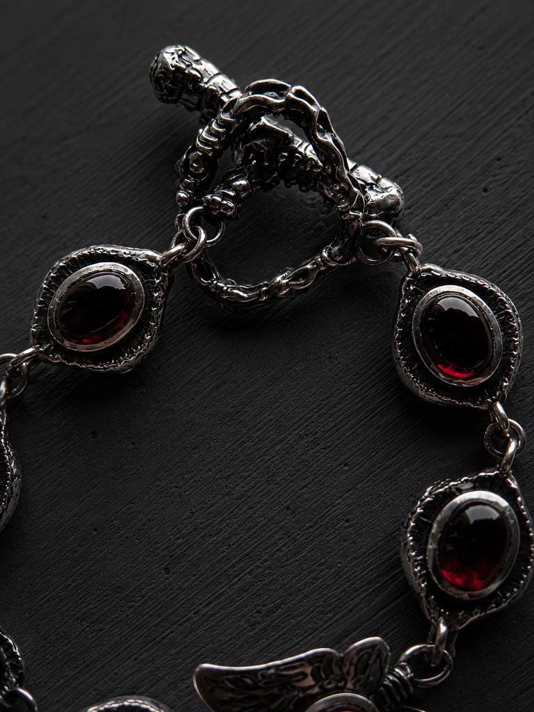 Garnet death moth Bracelet