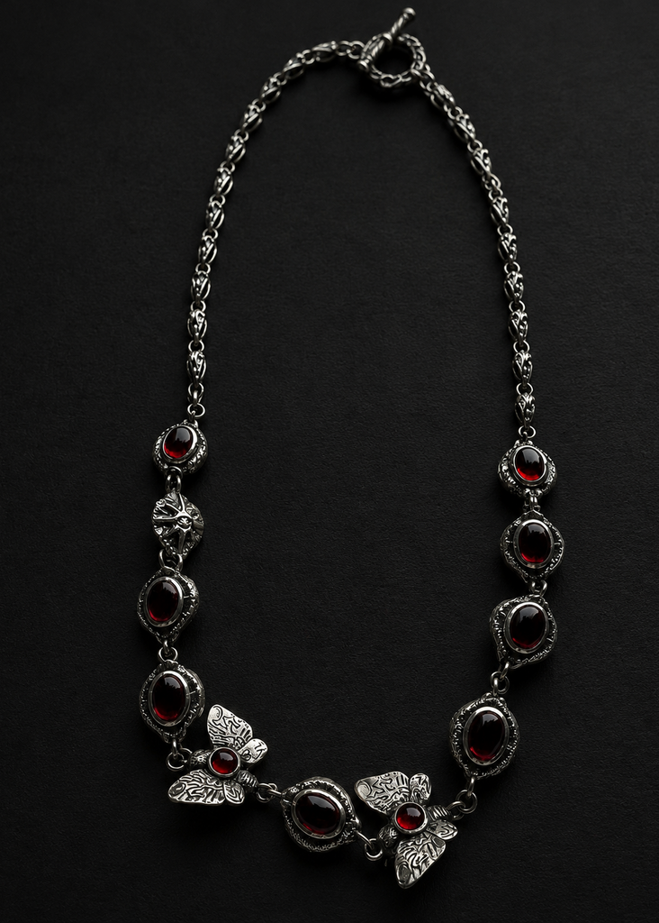 death moth garnet necklace
