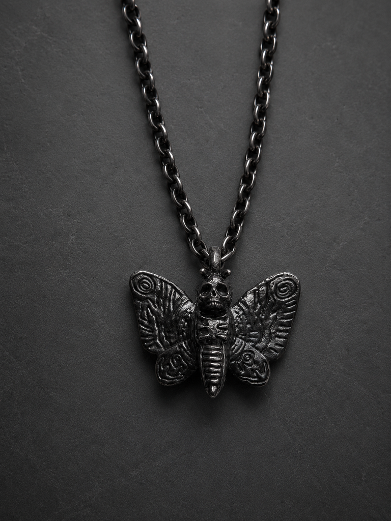 Death Moth Pendant with turquoise