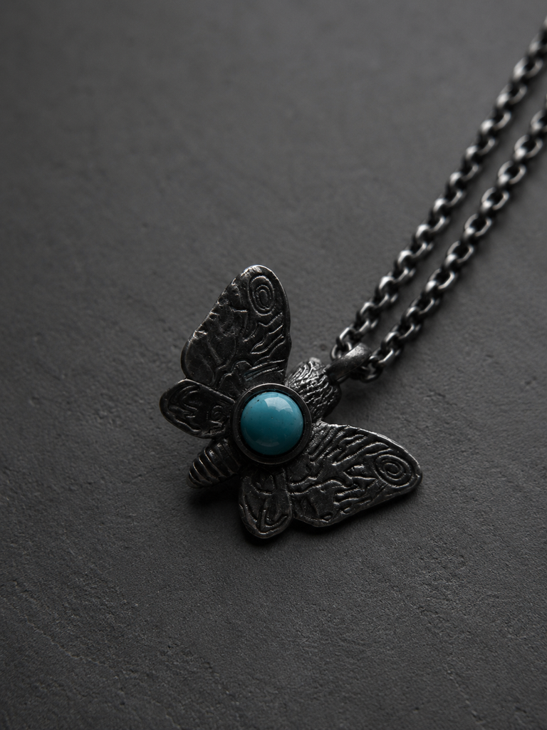 Death Moth Pendant with turquoise