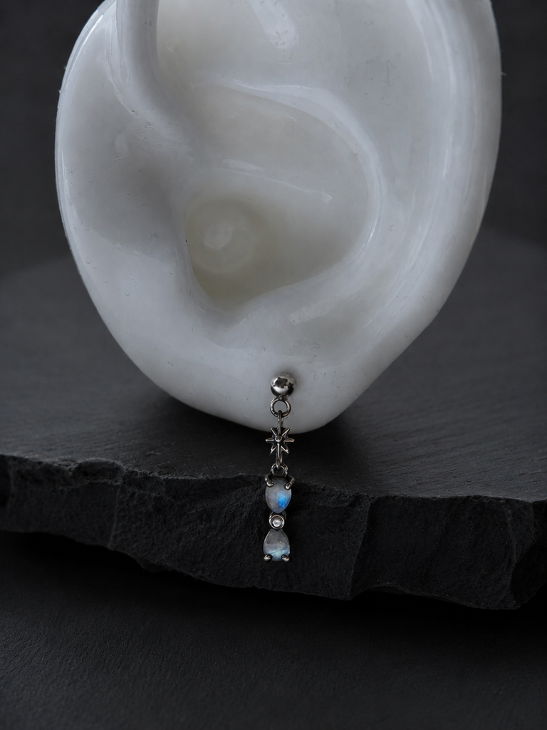 Hourglass moonstone earrings