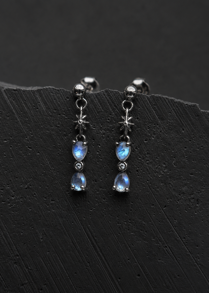 Hourglass moonstone earrings