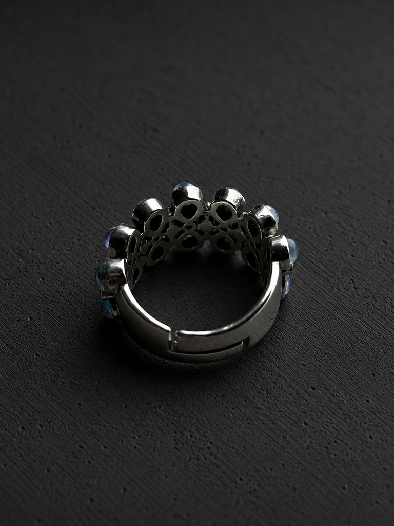 Moonstone hourglass silver ring