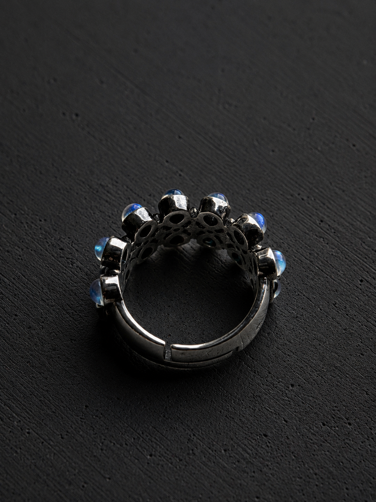Moonstone hourglass silver ring
