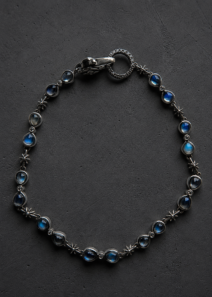 Hourglass moonstone silver bracelet