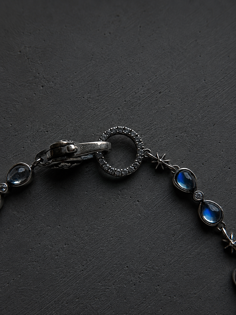 Hourglass moonstone silver bracelet