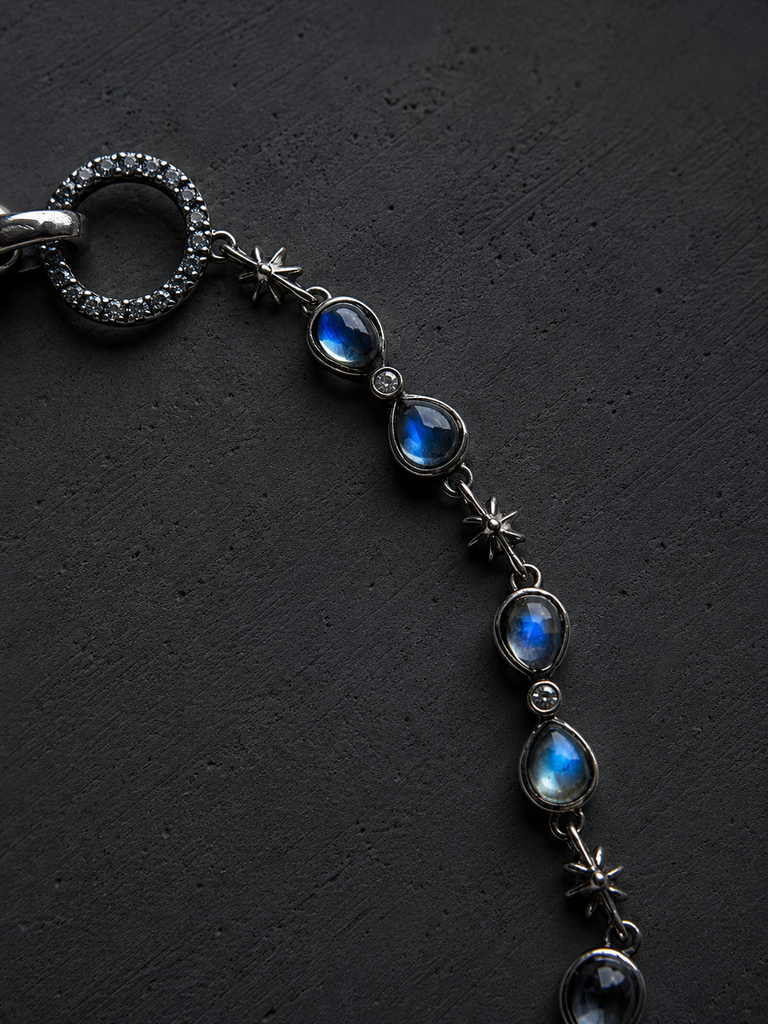 Hourglass moonstone silver bracelet