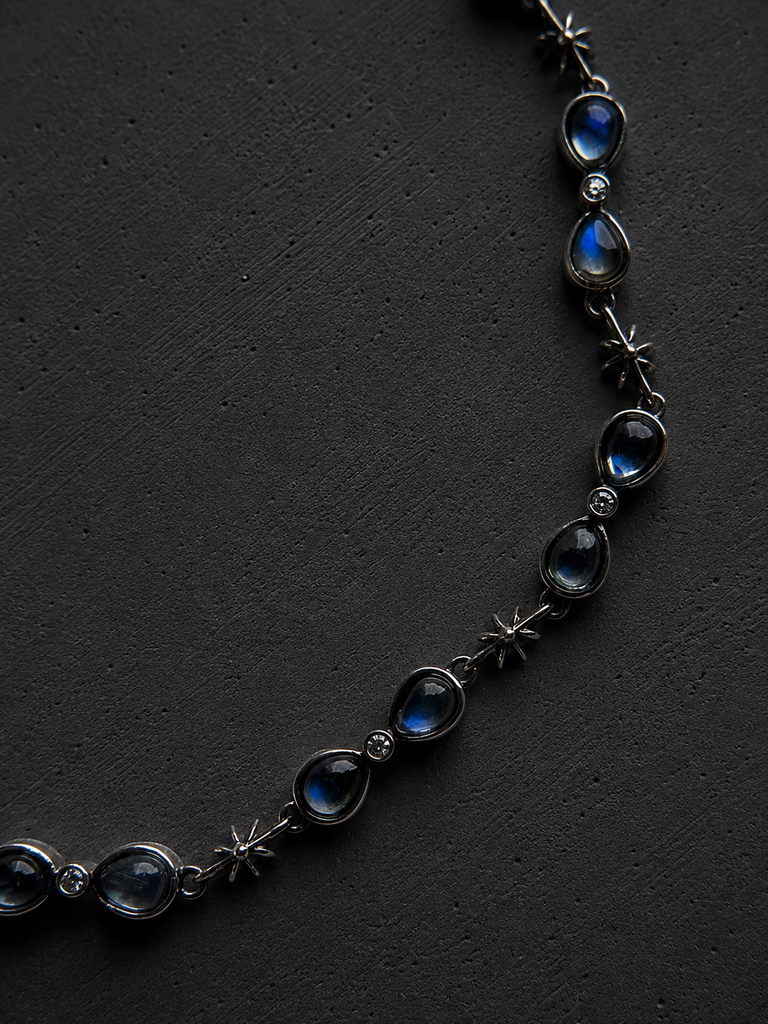 Hourglass moonstone silver bracelet