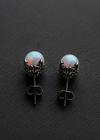 Lab Opal bead stud earrings