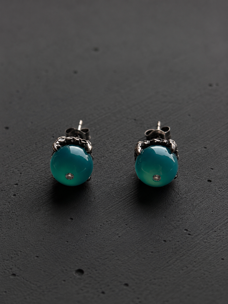 Lab Opal bead stud earrings
