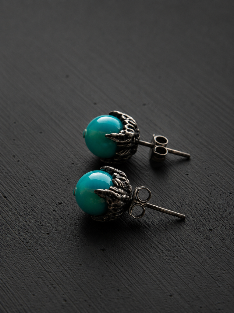 Lab Opal bead stud earrings