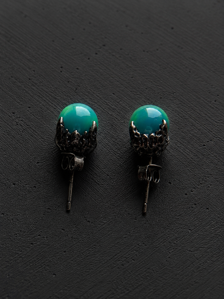 Lab Opal bead stud earrings