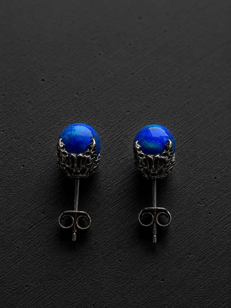 Lab Opal bead stud earrings
