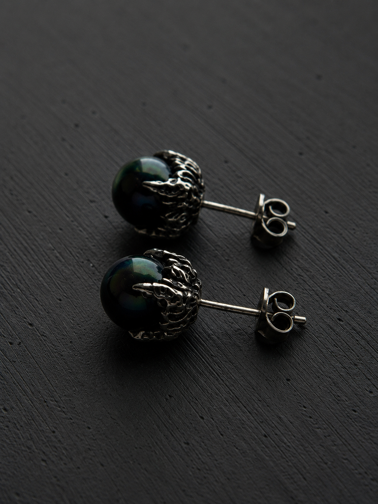 Lab Opal bead stud earrings