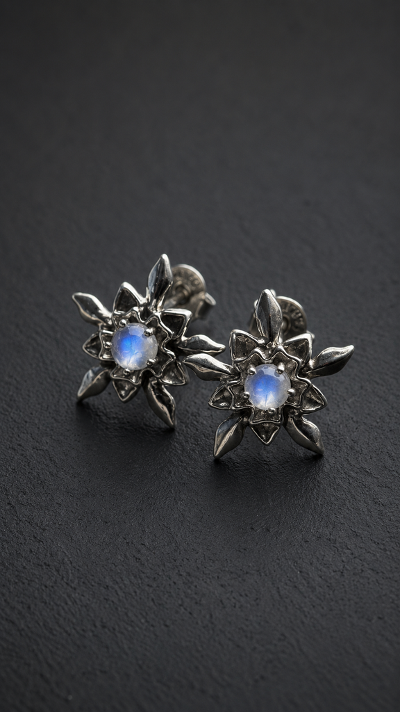 Moonstone flower earrings