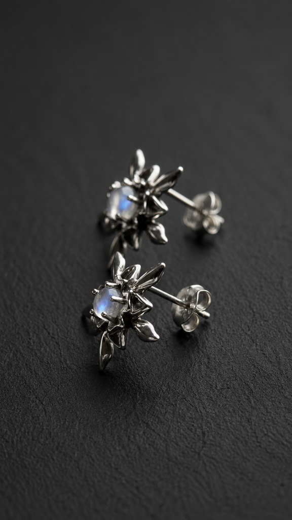 Moonstone flower earrings