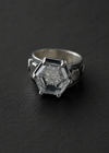 Hexagon Engraved White Crystal Ring
