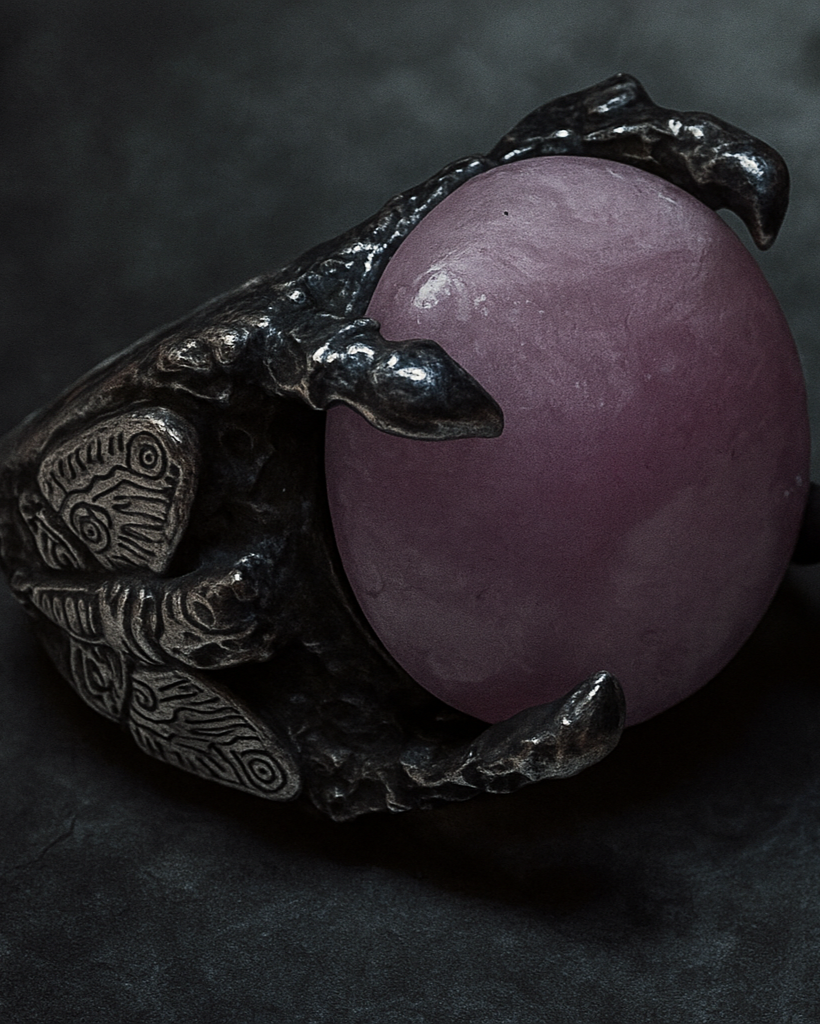 Nightmare moth kunzite/Crystal ring