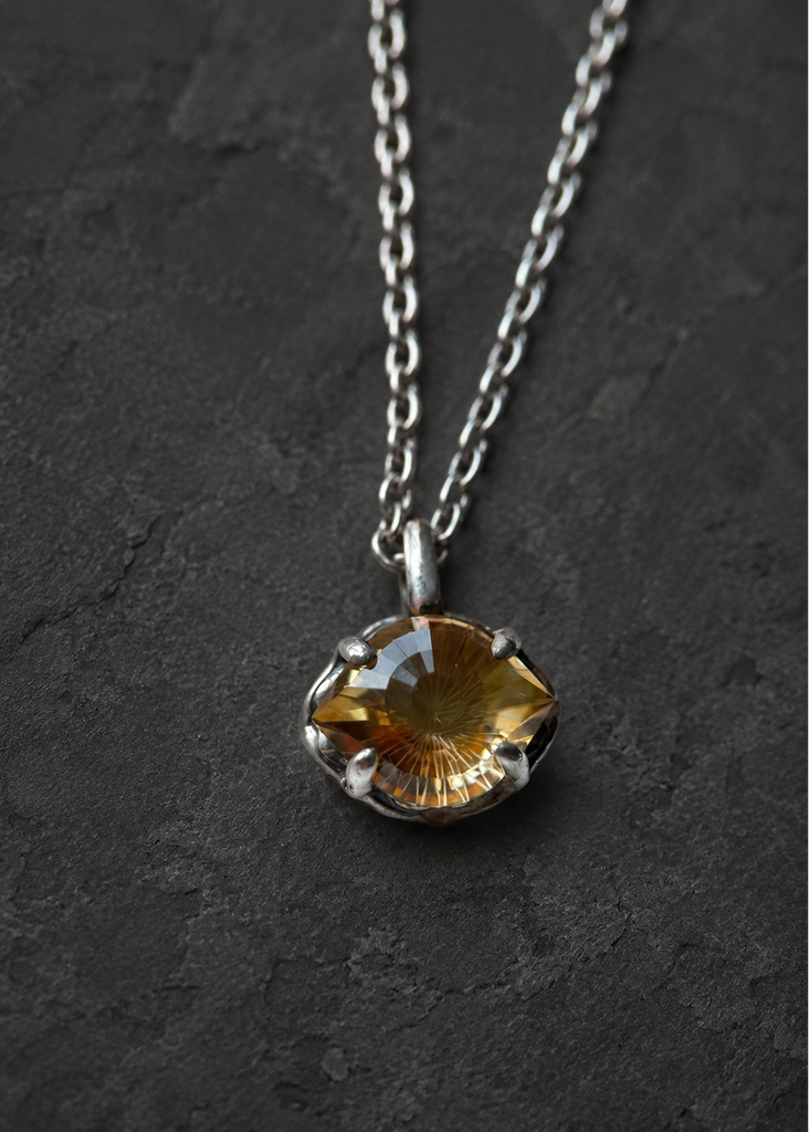 Fancy Cut eye shape Citrine Pendant