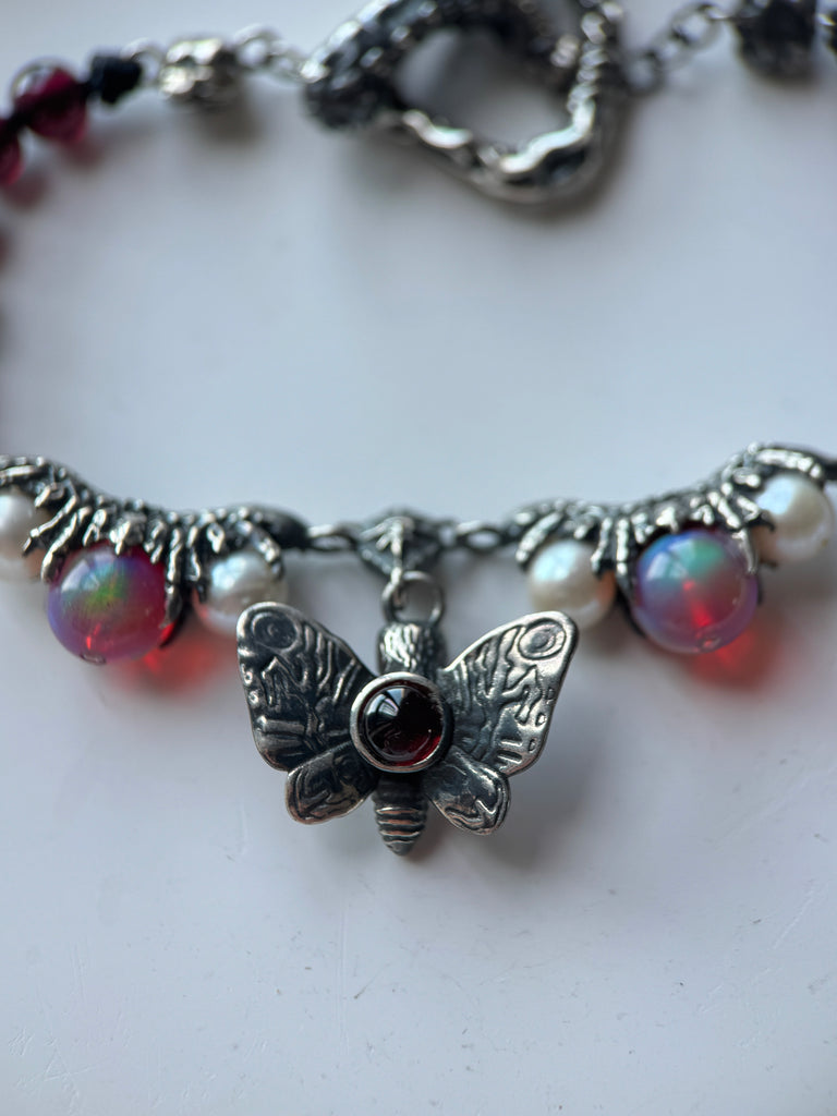 Death moth garnet dreamscape bracelet