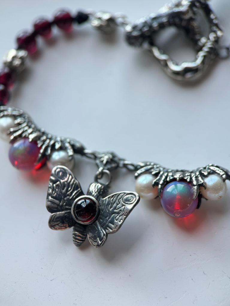 Death moth garnet dreamscape bracelet