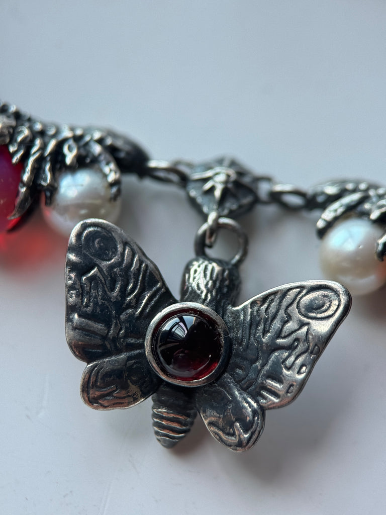 Death moth garnet dreamscape bracelet