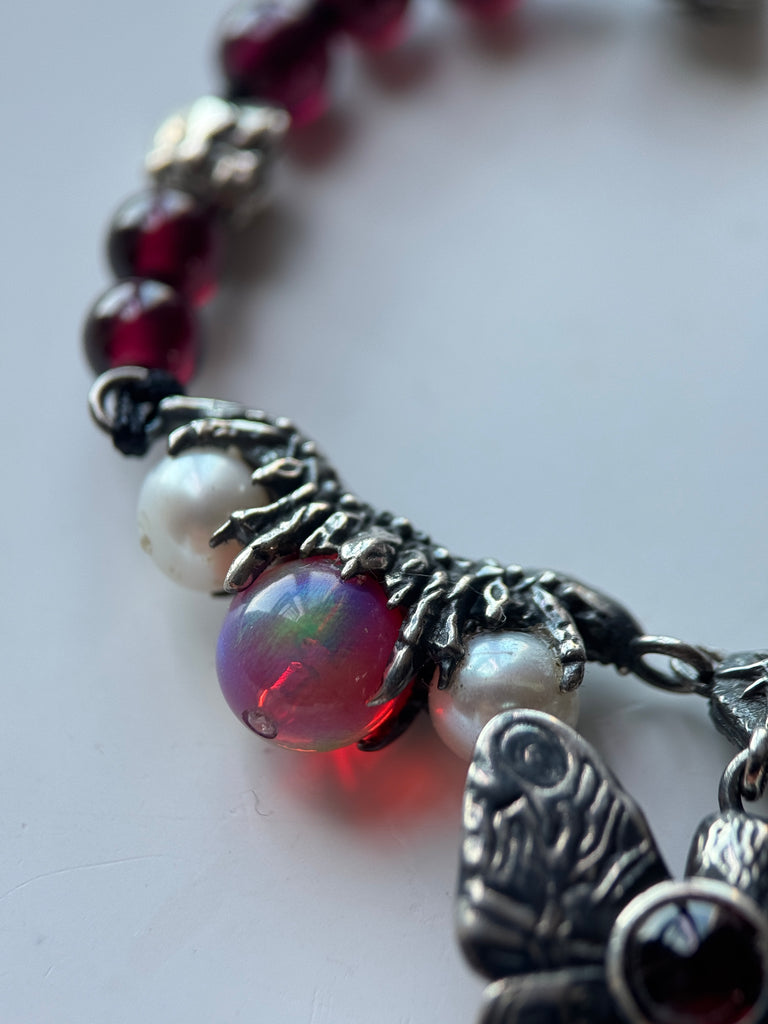 Death moth garnet dreamscape bracelet