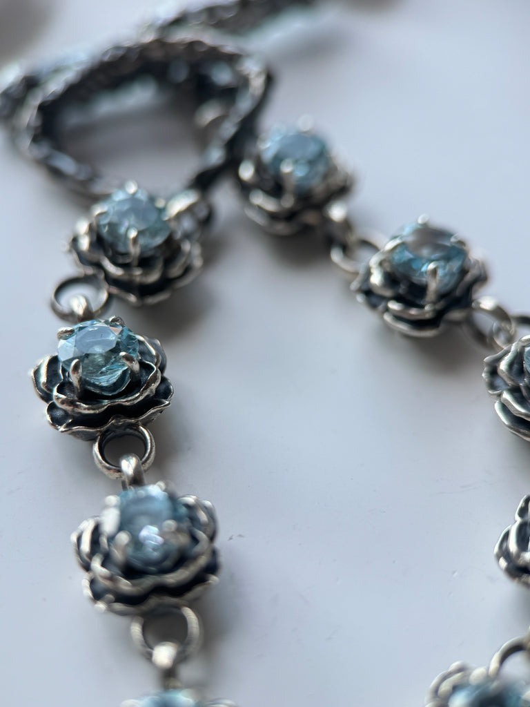 Flower blue topaz bracelet