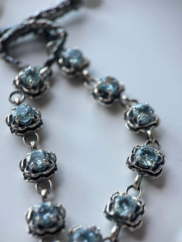 Flower blue topaz bracelet